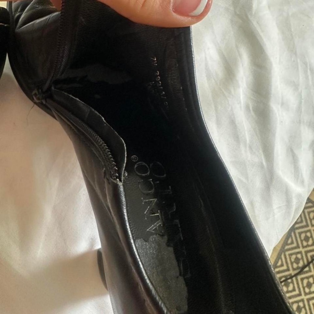 Franco Sarto Black Leather Ankle Booties Sleek Minimalist - Picture 7 of 8